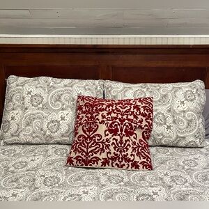 Elegant Red and off-white Accent Pillow covers.